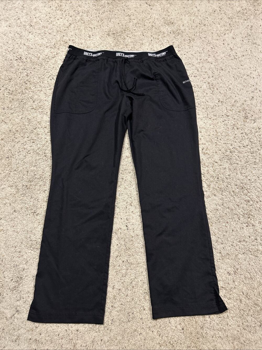 Grey's Anatomy size XL Scrub Pants 4275 Logo Waist Black G26